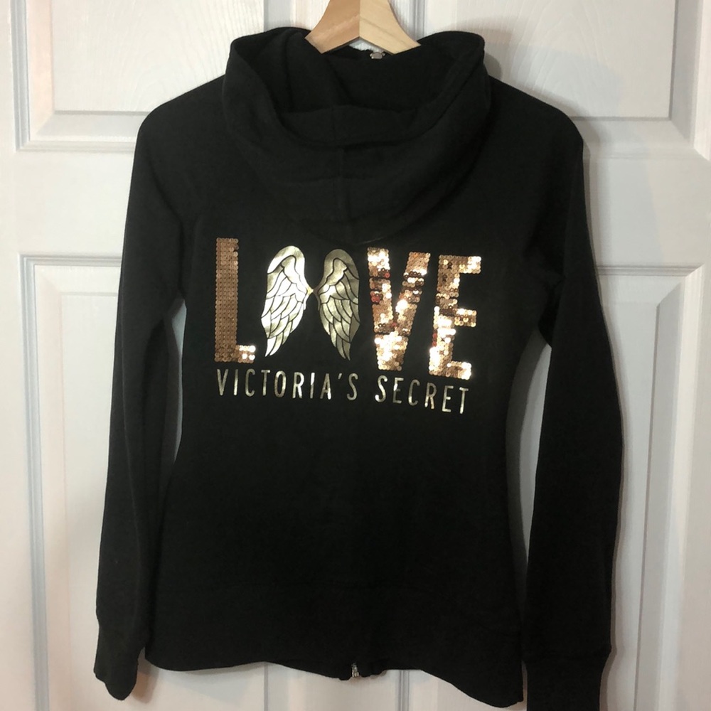 Victoria’s Secret Sequence Black Hoodie Zip-up